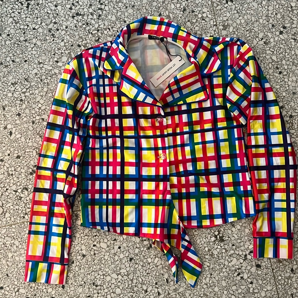 Nwt Terez rainbow tie long sleeve shirt extra small